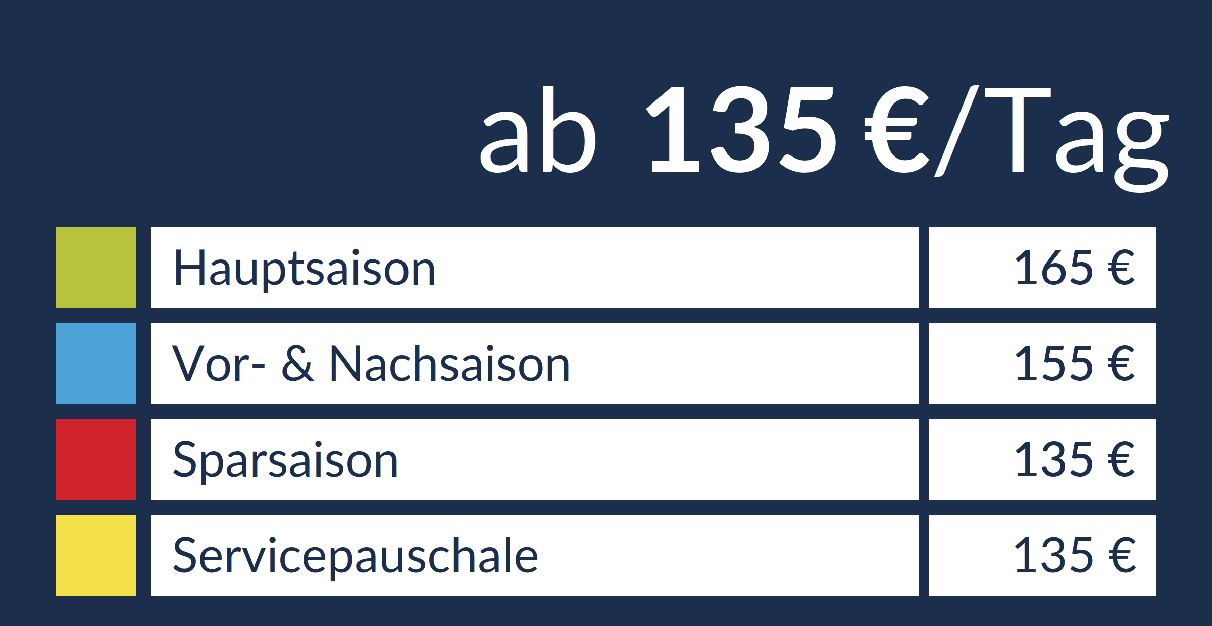 ab 135 Euro pro Tag